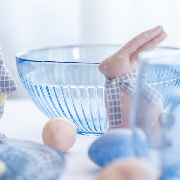 Salaterka miska szklana Glass Slipper Blue w prążki poj. 2280 ml szer. 21,5 cm zestaw 2 szt.