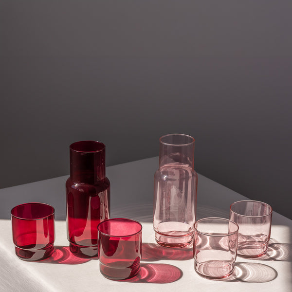 Karafka szklana gładka CRISTAL COLOR róż 1 l