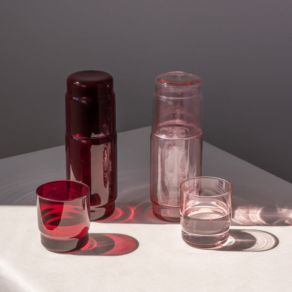 Karafka szklana gładka CRISTAL COLOR róż 1 l