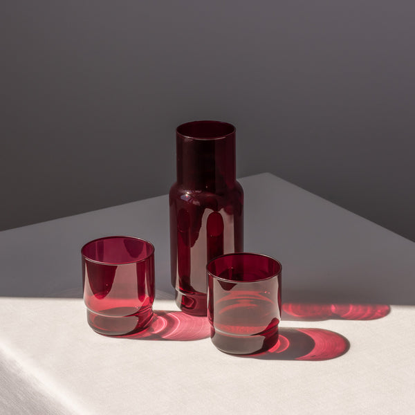 Zestaw CRISTAL COLOR bordo karafka 1 l + 6 szklanek niskich 465 ml