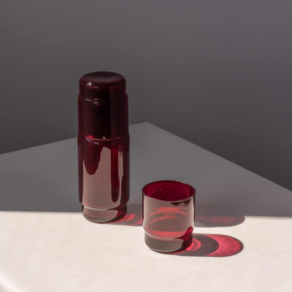 Karafka szklana gładka CRISTAL COLOR bordo 1 l