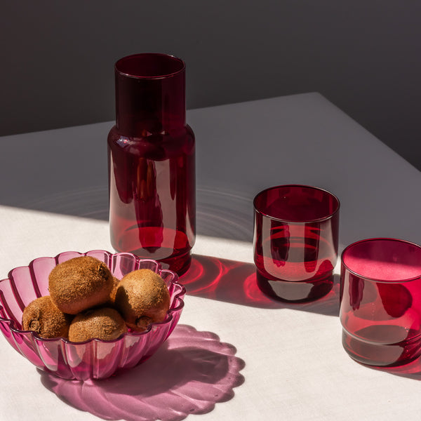 Zestaw Cristal bordo karafka plus szklanki
