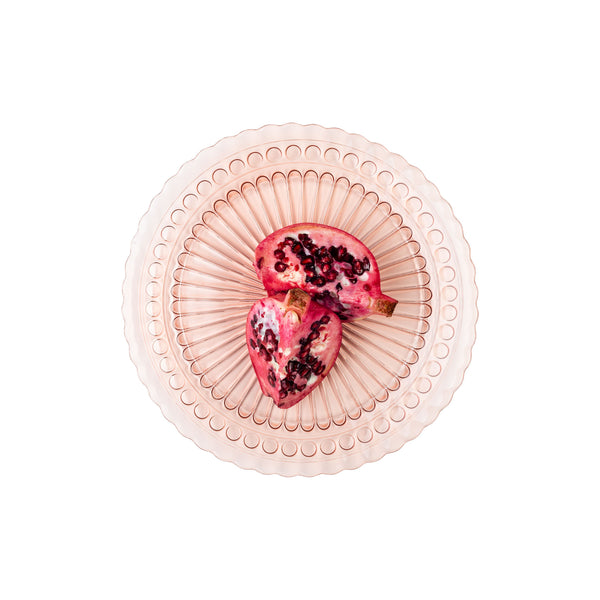 Talerz obiadowy dekoracyjny ROSE różowy transparent 25 cm kpl 4 szt