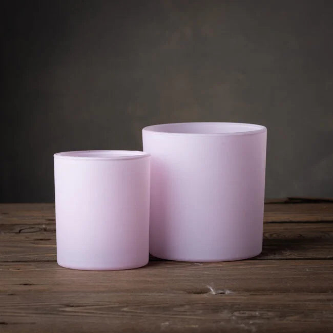 Pojemnik do zalewu świec różowy mat szklanka 530 ml wys. 10 cm kpl. 6 szt.