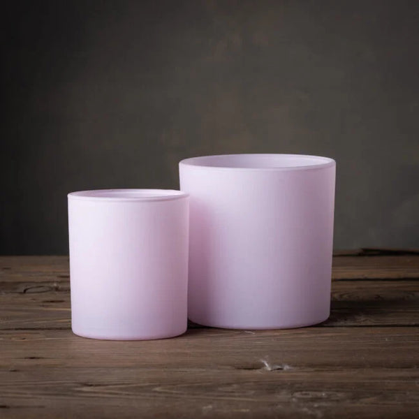 Pojemnik do zalewu świec różowy mat szklanka 530 ml wys. 10 cm kpl. 6 szt.