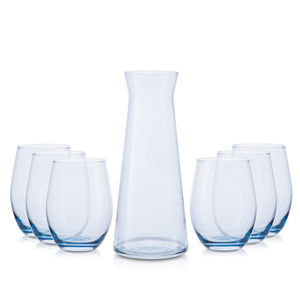 Zestaw do wody karafka niebieski transparent + 6 szklanek dużych