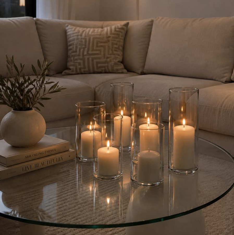 Transparent glass cylinder vase set of 3 (30-21-15 cm)