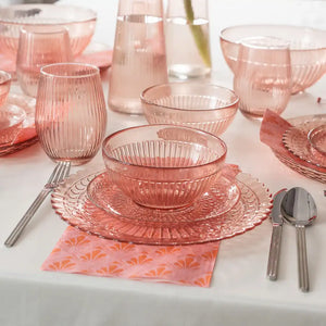 Talerz obiadowy dekoracyjny ROSE różowy transparent 25 cm kpl 4 szt
