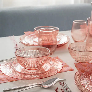 Talerz obiadowy dekoracyjny ROSE różowy transparent 25 cm kpl 4 szt
