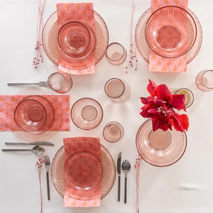 Talerz obiadowy dekoracyjny ROSE różowy transparent 25 cm kpl 4 szt