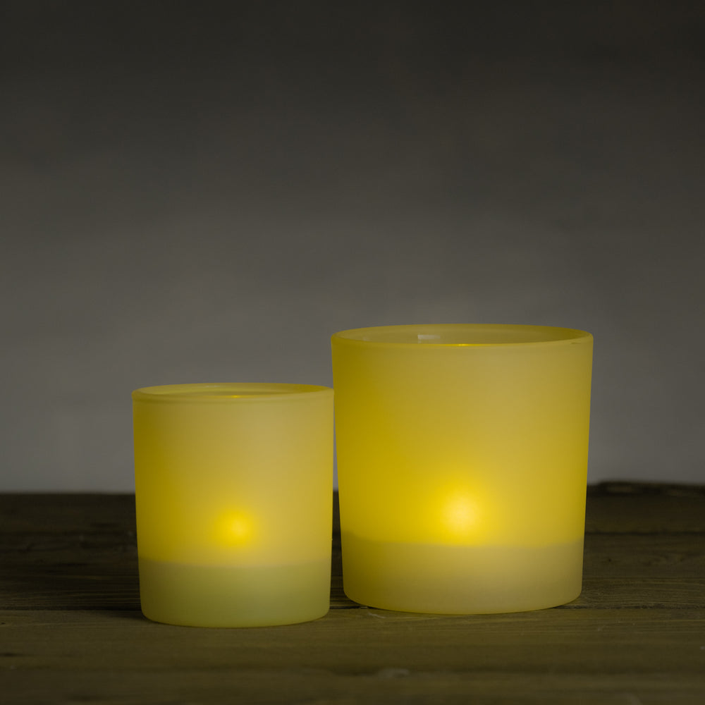 Żółty pojemnik do zalewu świec szklanka 260 ml wys. 8,5 cm kpl. 6 szt.