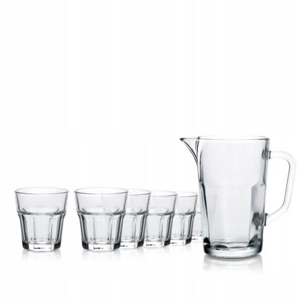 Zestaw do wody soku 6 szklanek niskich + dzbanek 1 l