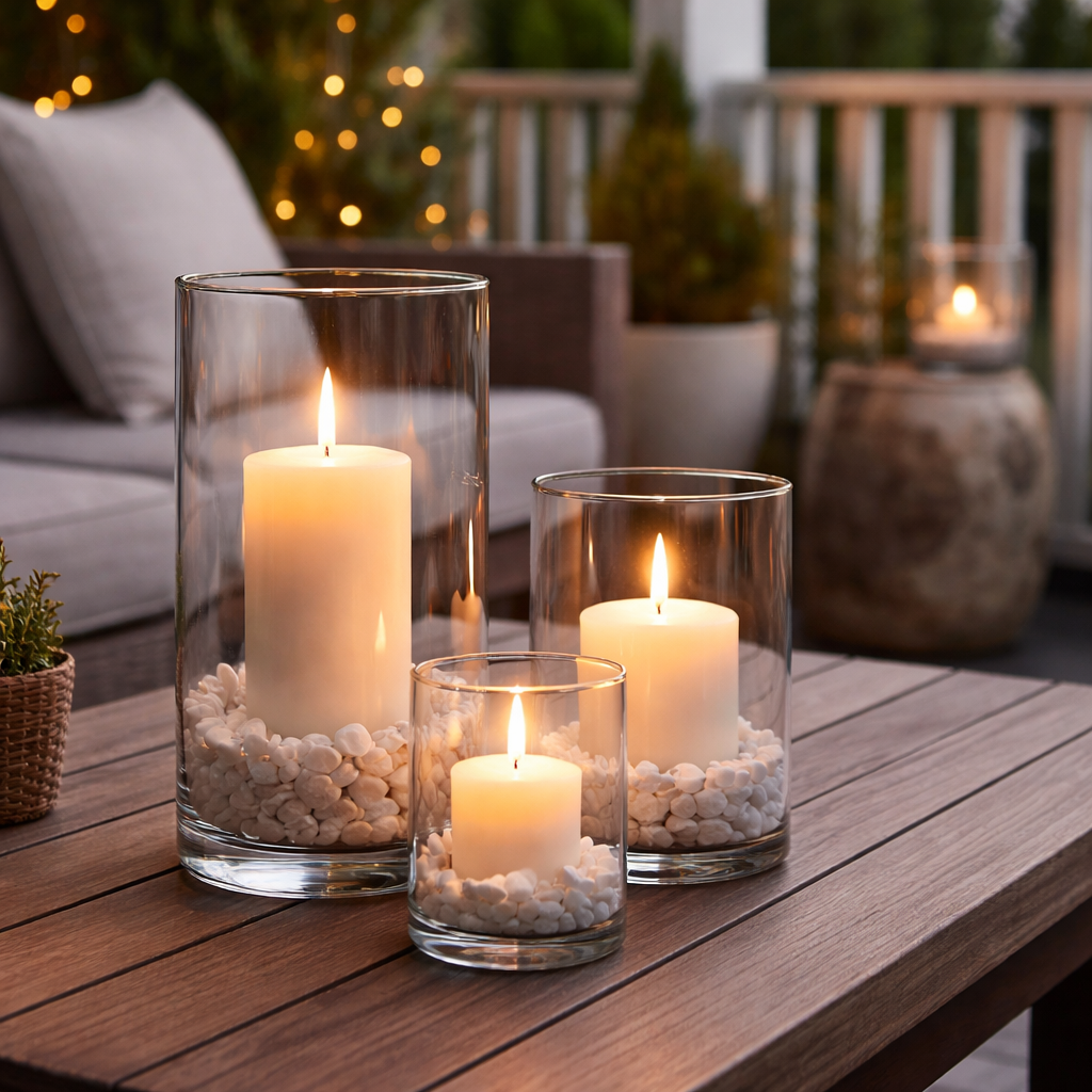 Wazon szklany cylinder przezroczysty zestaw 3 szt. 30-21-15 cm