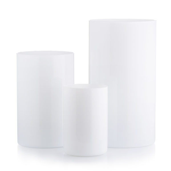 Wazon szklany tuba biały połysk 30-21-15 cm kpl. 3 szt.