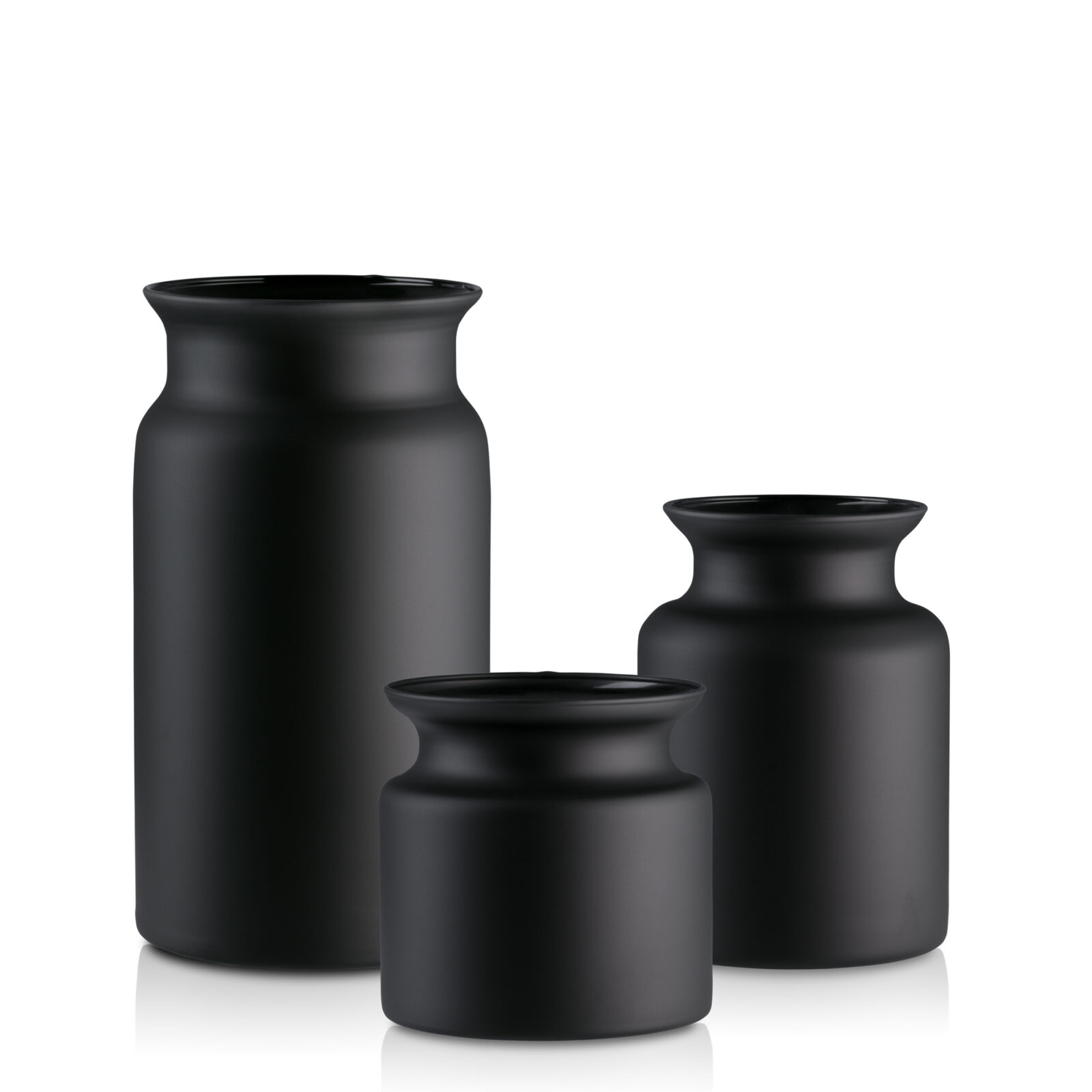 Słój wazon szklany czarny mat dekoracyjny 30-20-15 cm kpl. 3 szt.