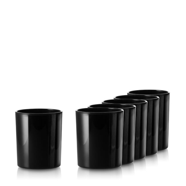 Pojemnik szklany szklanka pod zalew świec 70848 czarny połysk 280 ml kpl. 6 szt.