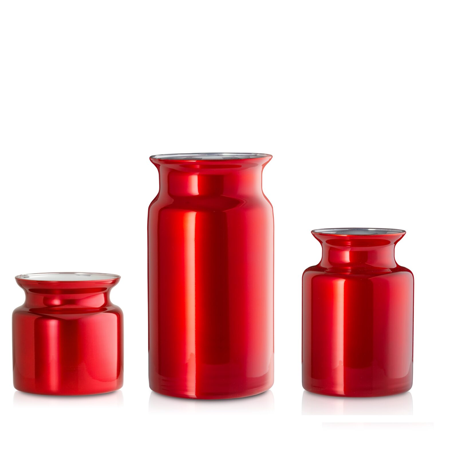 Wazon szklany słój czerwony efekt lustra 30-20-15 cm kpl. 3 szt.