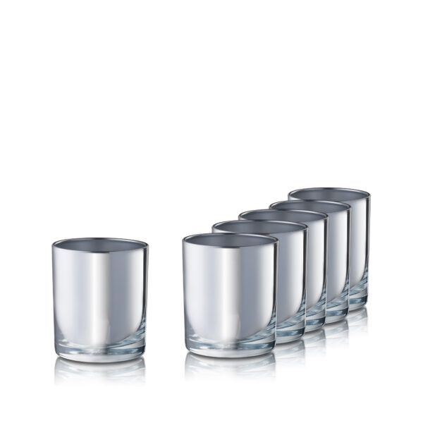 Pojemnik szklany szklanka do świec 38006-kpl6 srebrny