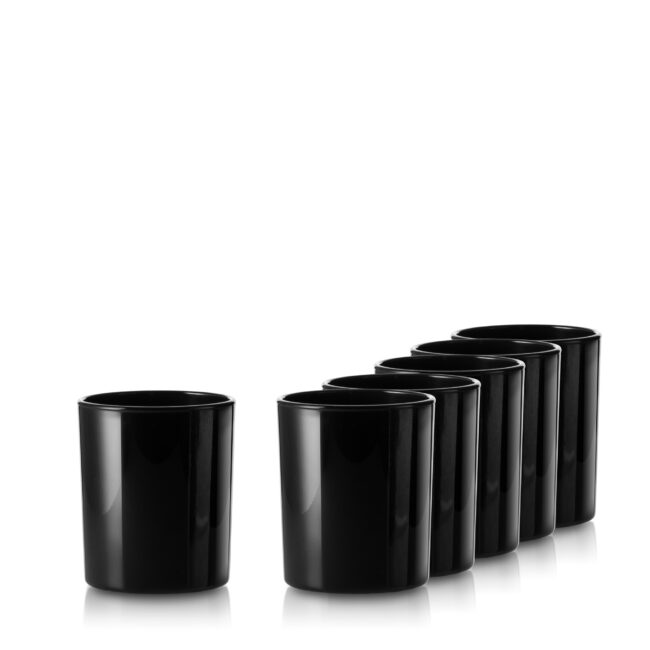 Pojemnik szklany szklanka do zalewu świec 70056 czarny połysk 205 ml kpl. 6 szt.