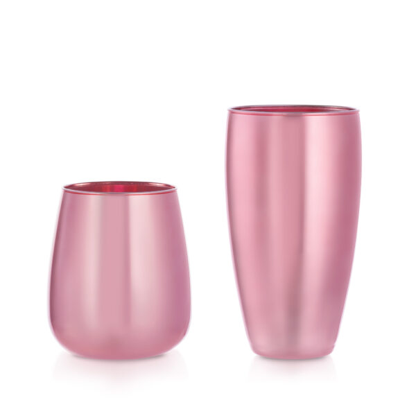 Wazon szklany różowy metalik do dekoracji zestaw 2 szt. 25 cm 17 cm