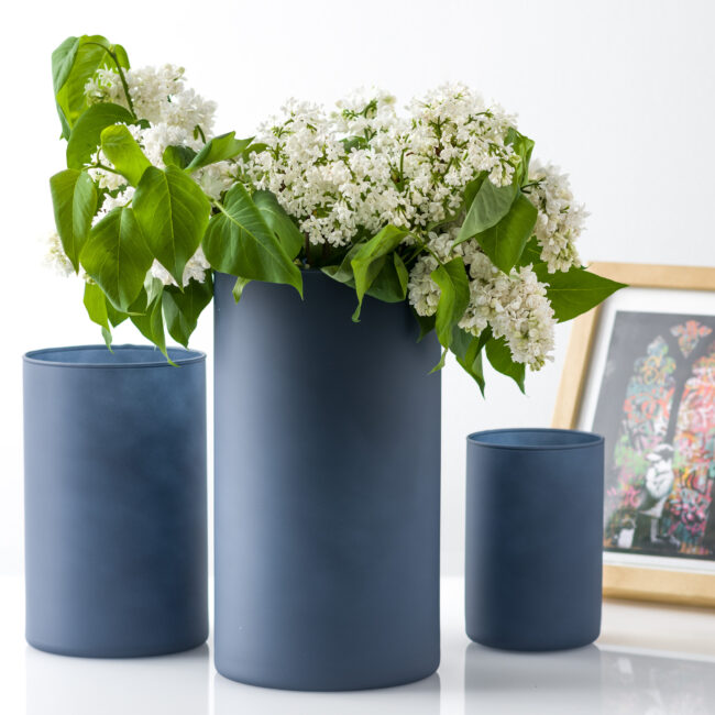 Dekoracja wazony szklane koloru granatowego