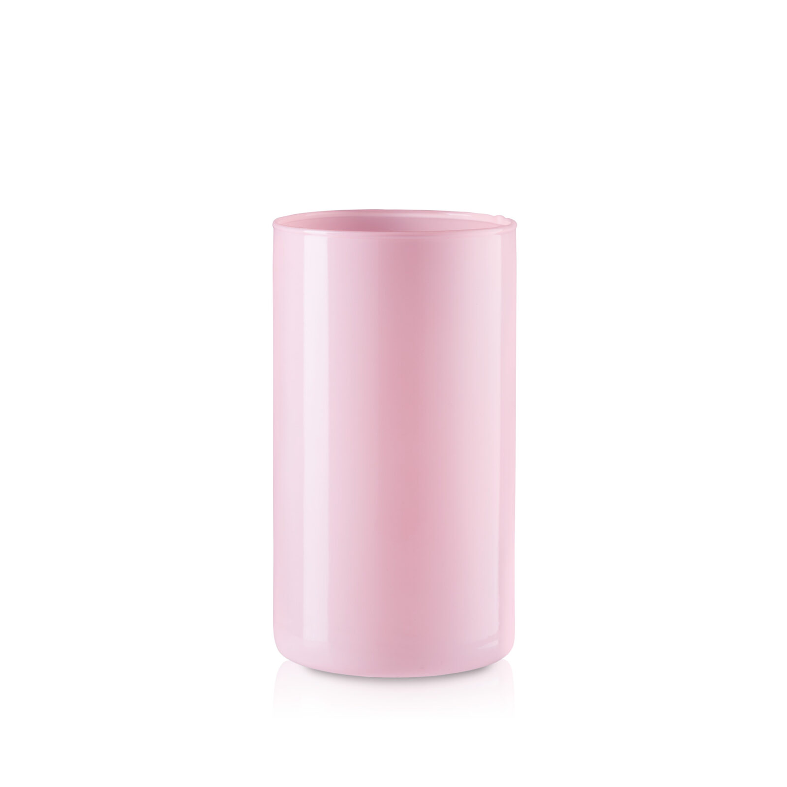 Wazon szklany cylinder tuba różowy połysk 20 cm