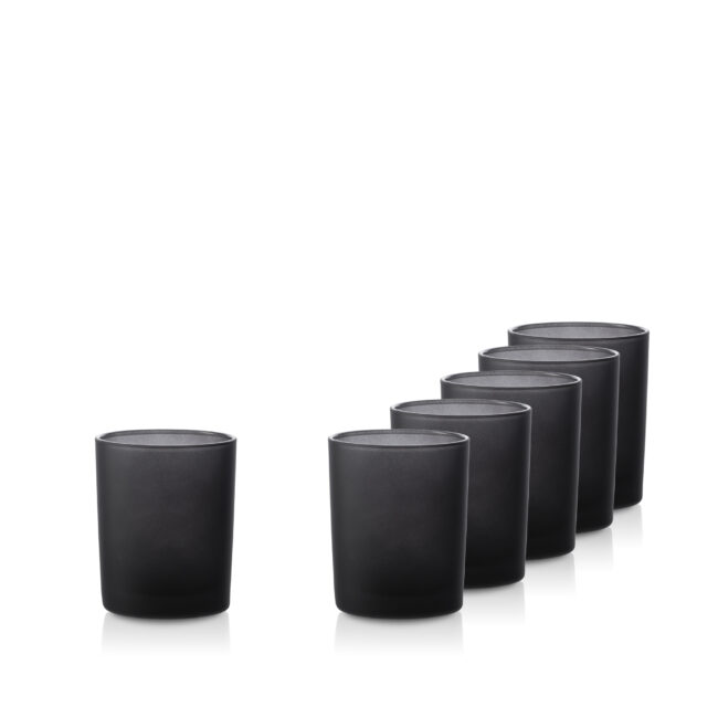 Pojemnik szklany do zalewu świec czarna satyna 70848 mrożone szkło 280 ml kpl. 6 szt.