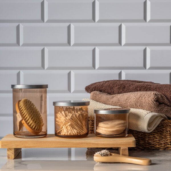 Zestaw pojemników szklany do przechowywania PURE HOME z pokrywką metalową