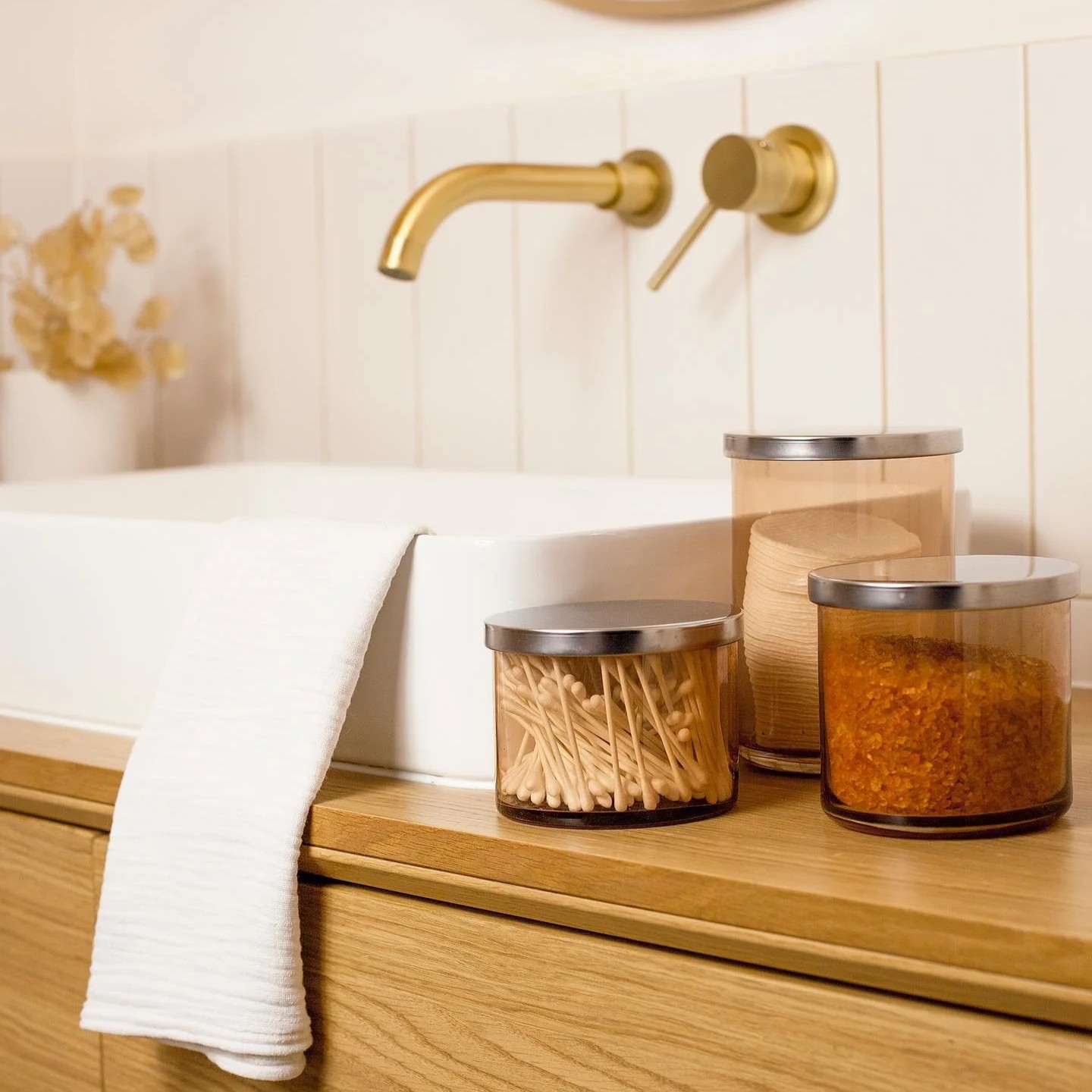 Zestaw pojemników szklany do przechowywania PURE HOME z pokrywką metalową