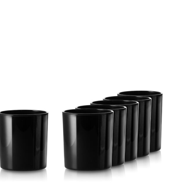 Pojemnik szklany na świece 70816 czarny połysk 320 ml kpl. 6 szt.
