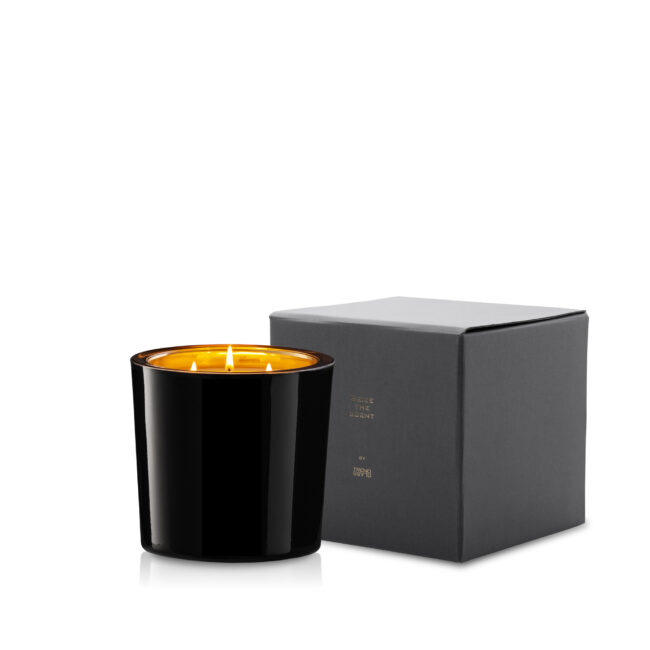 Świeca zapachowa w szkle WOOD&RUM czarno złota L