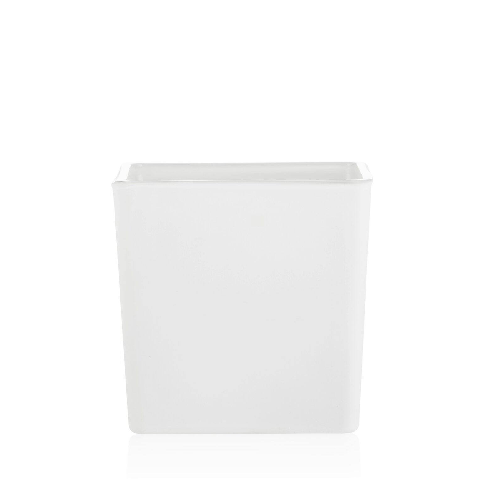 Osłonka doniczka szklana kwadratowa biały mat 12 cm