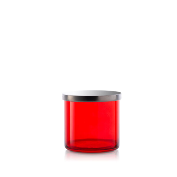 Pojemnik szklany do zalewu świec 35532 czerwony z pokrywką metalową 600 ml 2 szt.