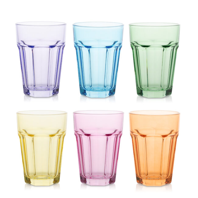 Kolorowe szklanki do wody soku wysokie 410 ml EC