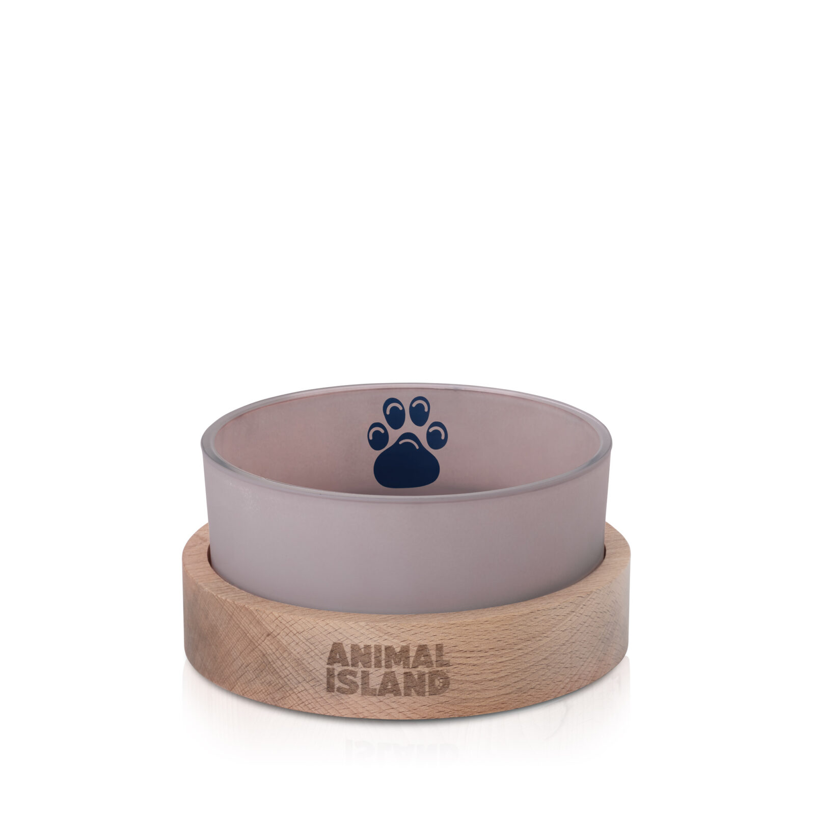 Miska dla kota psa szklana różowa rozmiar S z podstawką Animal Island