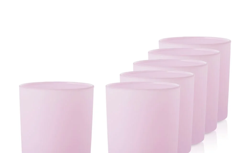 Pojemnik do zalewu świec różowy mat szklanka 530 ml wys. 10 cm kpl. 6 szt.