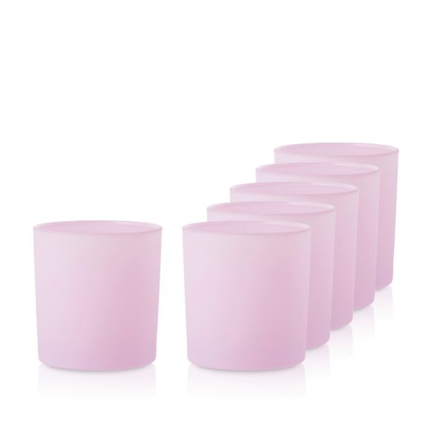 Różowy pojemnik do zalewu świec szklanka 260 ml wys. 8,5 cm kpl. 6 szt.