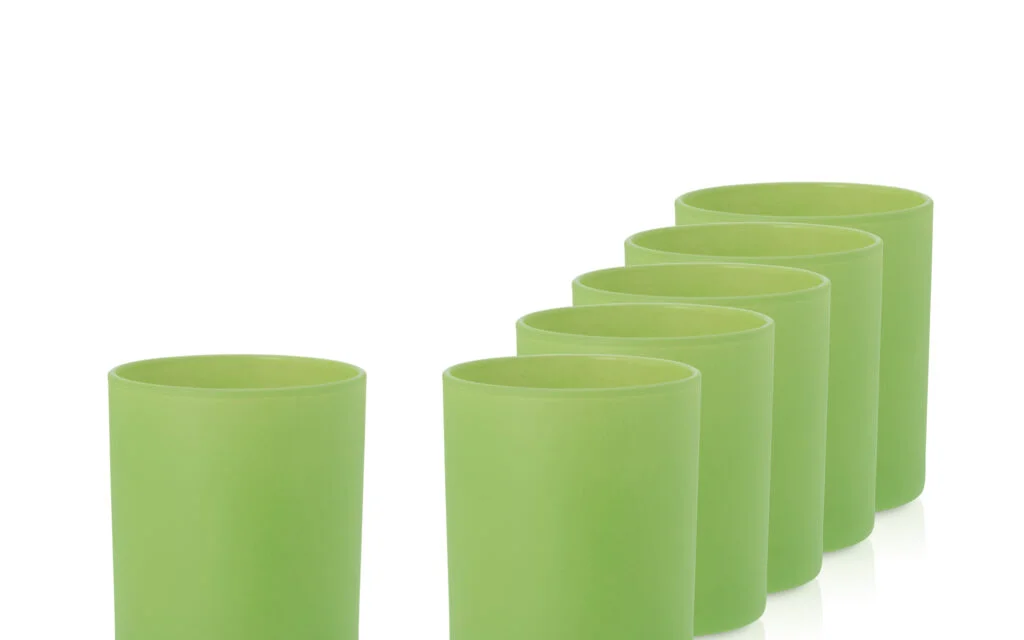 Zielony pojemnik do zalewu świec szklanka 260 ml wys. 8,5 cm kpl. 6 szt.