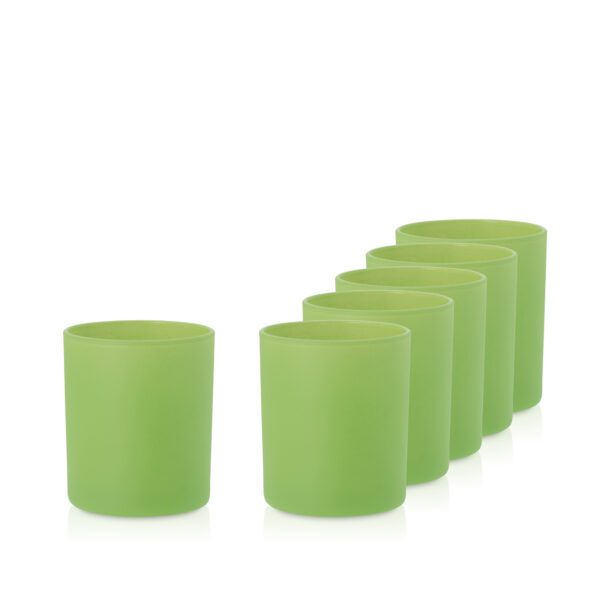 Zielony pojemnik do zalewu świec szklanka 260 ml wys. 8,5 cm kpl. 6 szt.