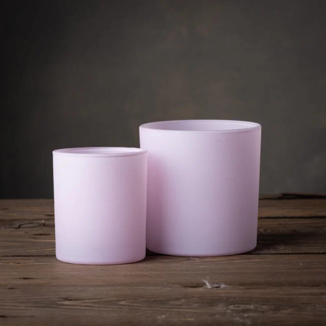 Pojemnik do zalewu świec różowy mat szklanka 530 ml wys. 10 cm kpl. 6 szt.