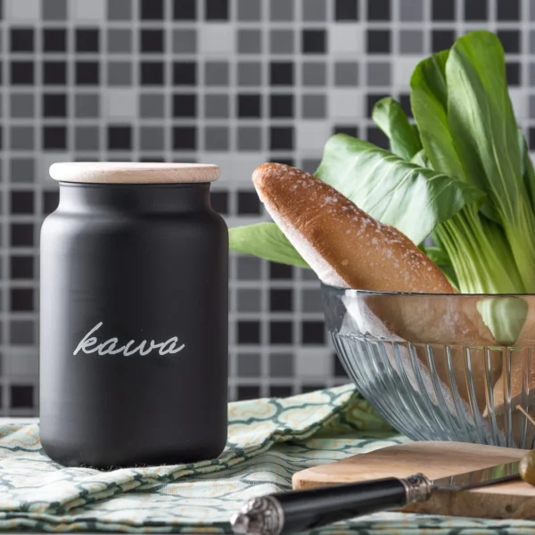 Pojemnik szklany czarny mat z napisem kawa 930 ml