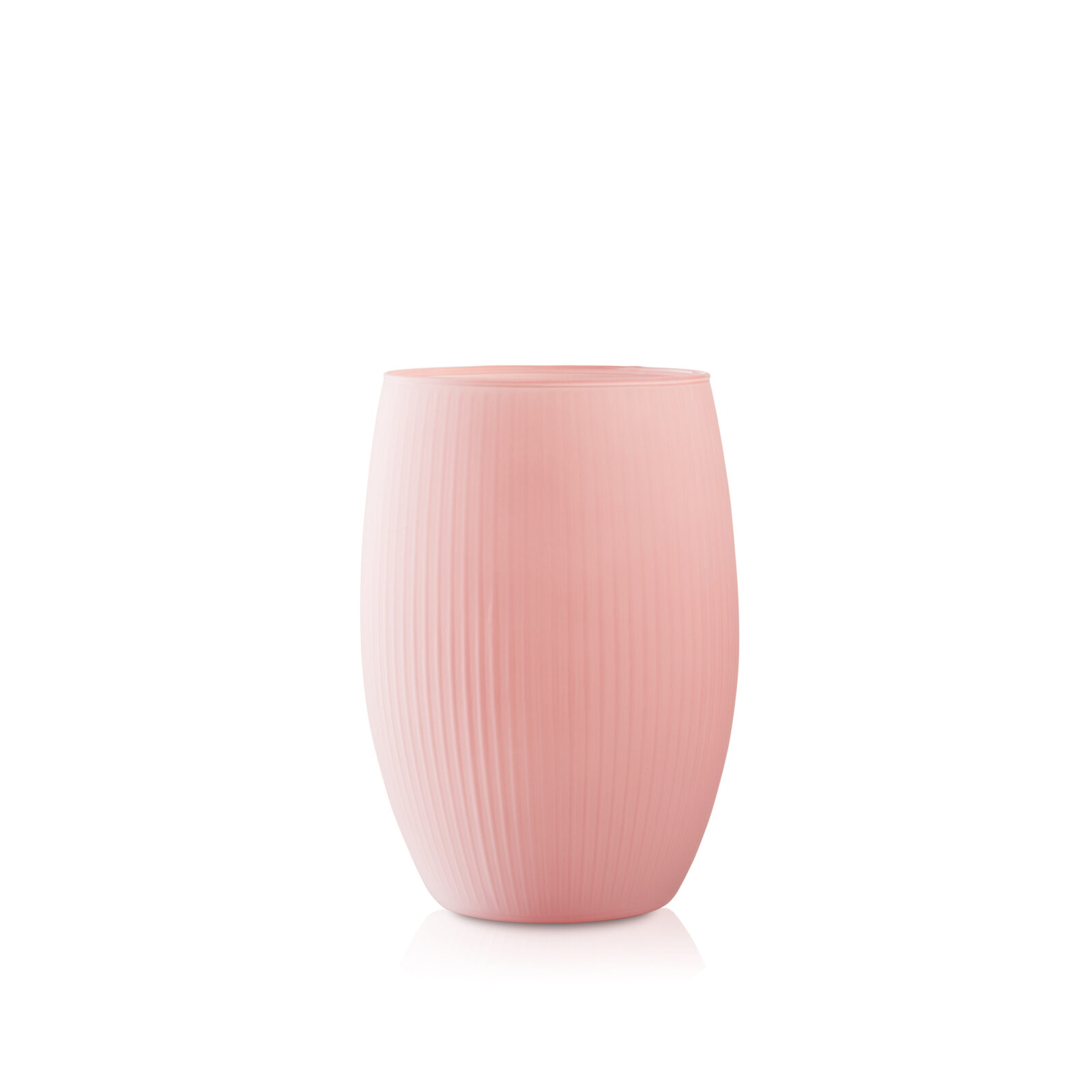Szklany wazon prążkowany różowy mat 20 cm