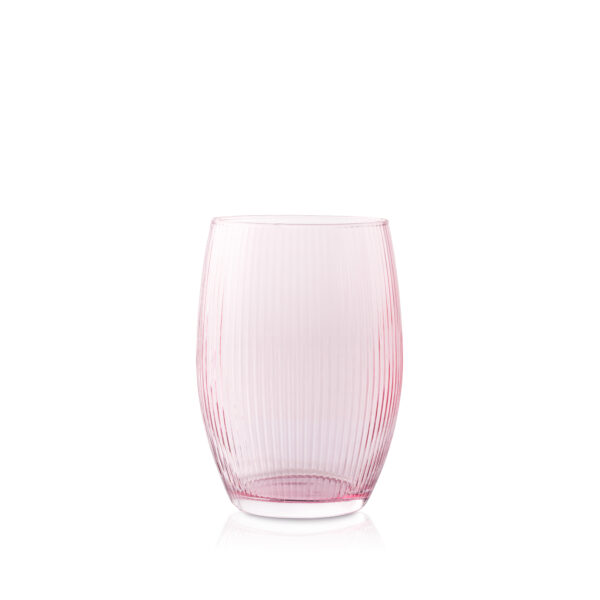 Szklany wazon prążkowany różowy transparent H20