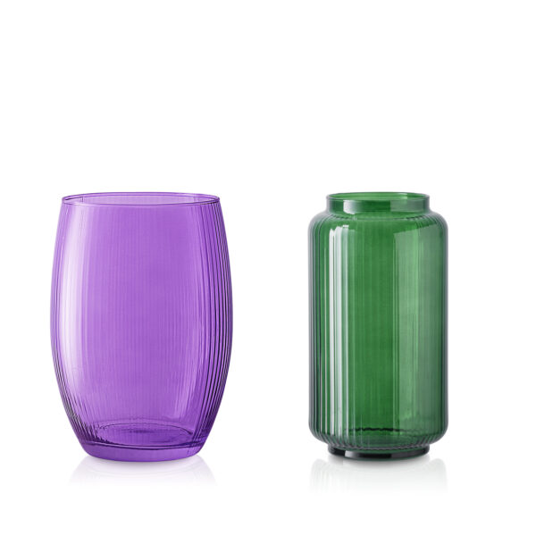 Zestaw wazonów szklanych do dekoracji fioletowy zielony