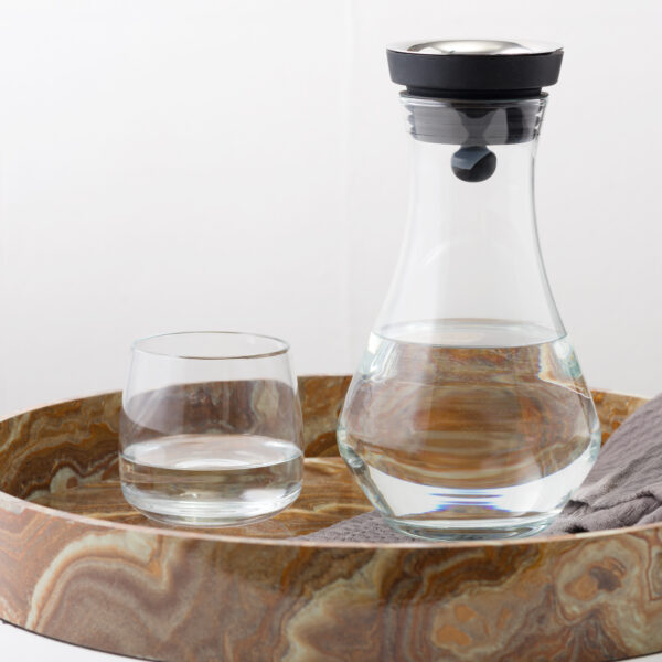 Karafka szklanka z korkiem metalowym ze szklanką