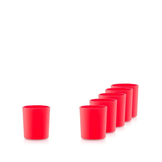 Szklany pojemnik do zalewu 230 ml czerwony 70053 kpl 6 szt.