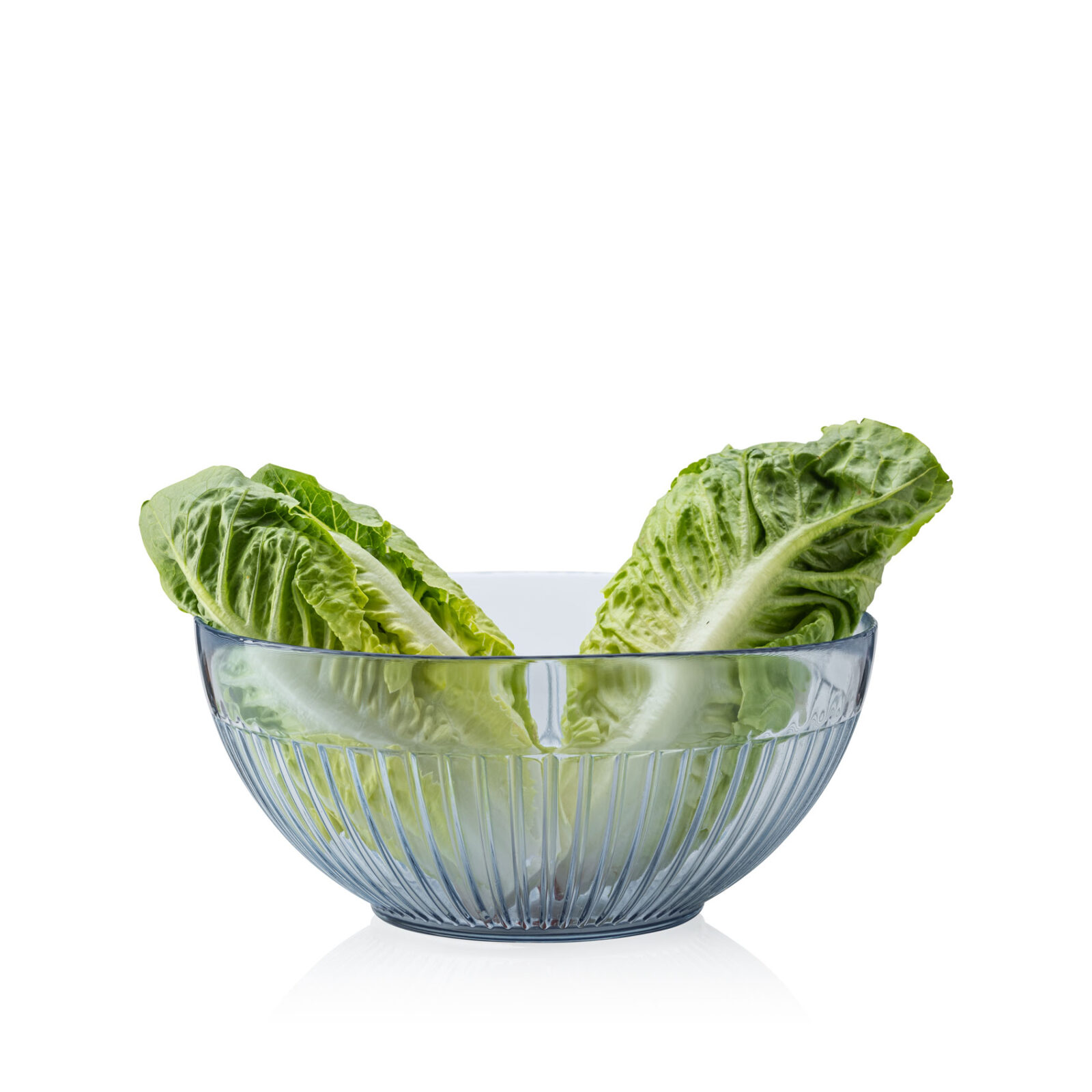 Niebieska szklana miska na owoce warzywa sałatki