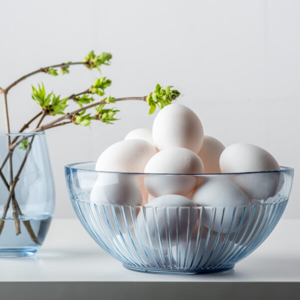 Salaterka miska szklana Glass Slipper Blue w prążki poj. 2280 ml szer. 21,5 cm zestaw 2 szt.