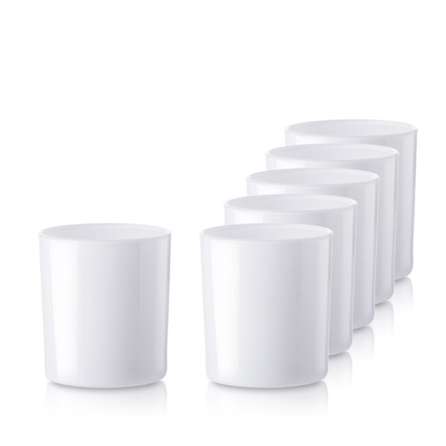 Pojemnik szklany 70826 biały połysk do zalewu świec 365 ml kpl. 6 szt.