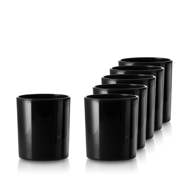 Pojemnik szklany 70826 czarny połysk do zalewu świec 365 ml kpl. 6 szt.